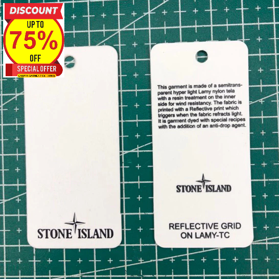 

STONE ISLAND TAG 1000GSM MENGKILAP SPOT UV SUPER PREMIUM CO 1X DI KIRIM 600PCS