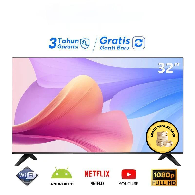 POCOSTAR TV LED FULL HD SMART / DIGITAL / ANALOG UK 32 INCH BERGARANSI PACKING KAYU