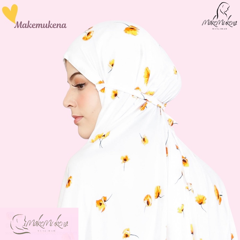 MakeMukena - Kyra Mukena Terusan Motif Anemone / Mukena Dewasa / Mukena Travel / Mukena Rayon Premiu