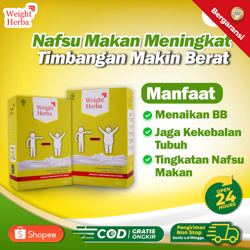

Weight Herba - Susu Tingkatkan Nafsu Makan Penambah Berat Badan Tanpa Gula Isi 200gr