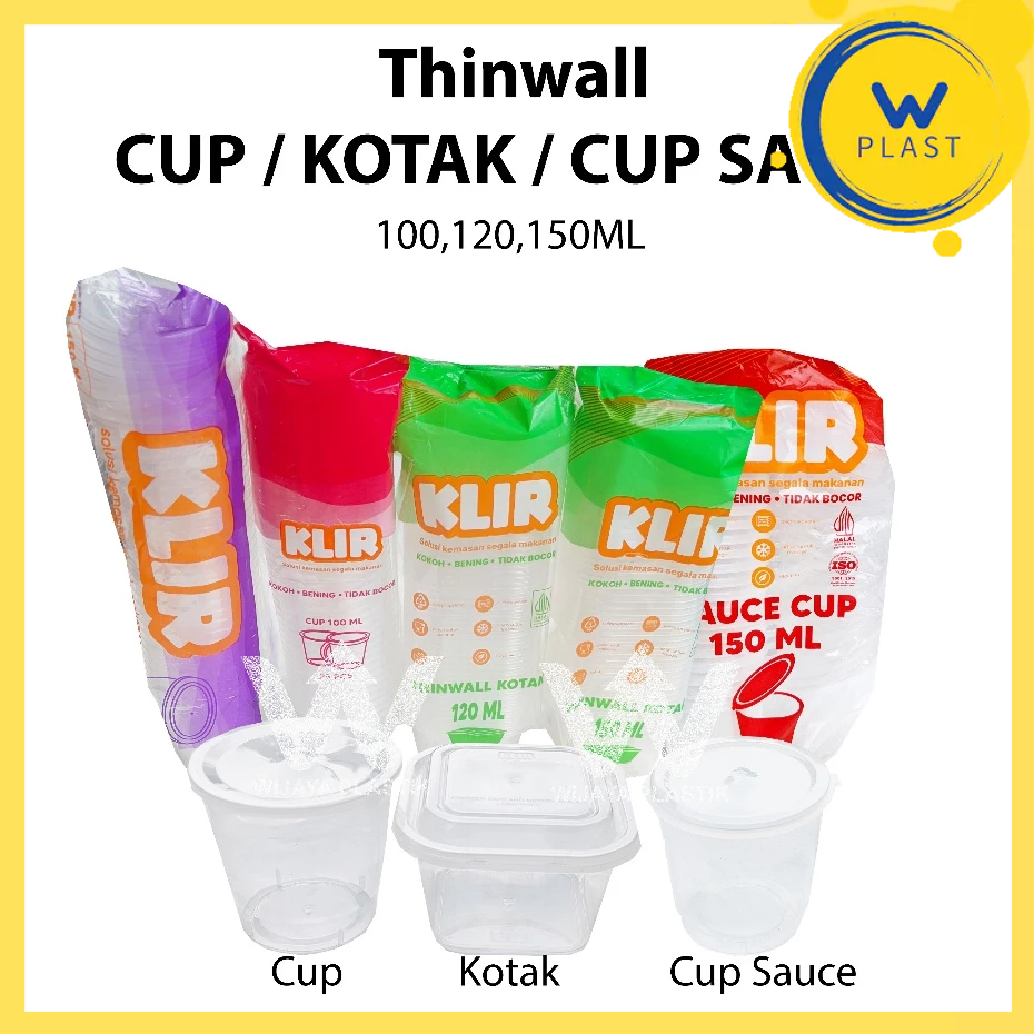Aneka Thinwall ( 100 120 150 ml ) CUP / KOTAK / SAUCE [Klir/Victory] --- 25 50 pcs @Pack | gelas pla