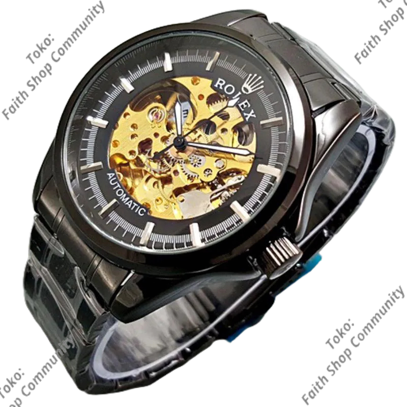 JAM ROLEK OTOMATIS BERGERAK TANPA BATRAI JAM PRIA AUTOMATIC ROLEX TRANSPARAN
