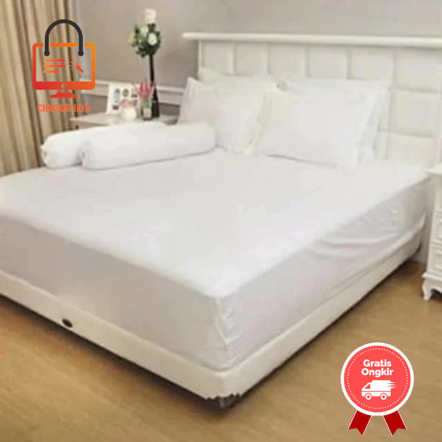 CIBUBUR JAYA GRATIS ONGKIR BALI SPREI HOTEL PUTIH POLOS TINGGI 30CM / TINGGI 40CM ( GARANSI 1 TAHUN 