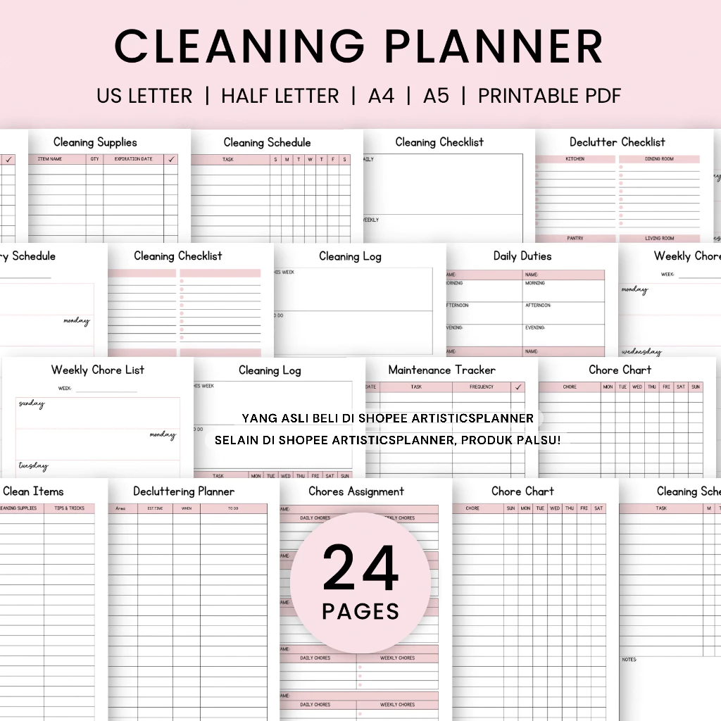 Cleaning Planner Printable | Weekly Cleaning Planner | Daily Cleaning Planner | Planner Digital  | P