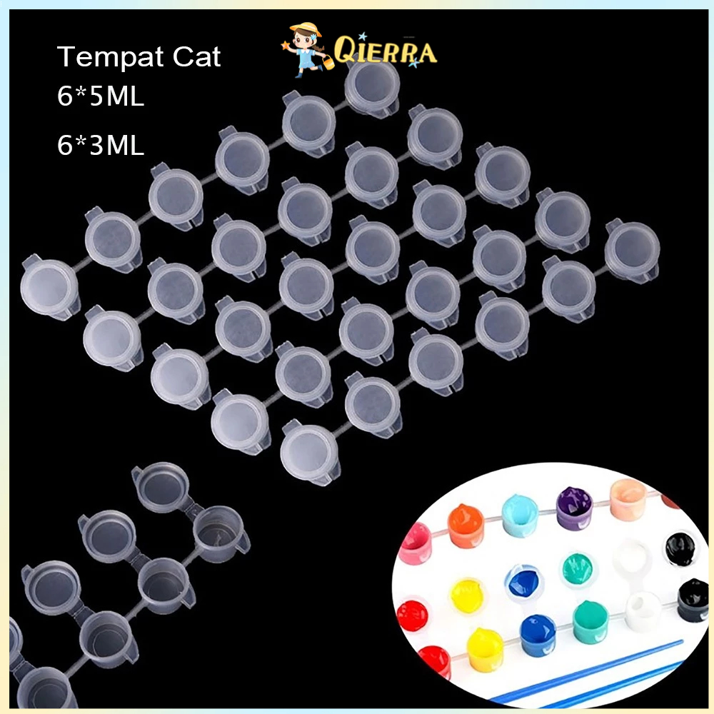 

Qierra Pot Cat Plastik 6x5ML/6x3ML Tabung Tempat Cat Acrylic Paint Cup Strip