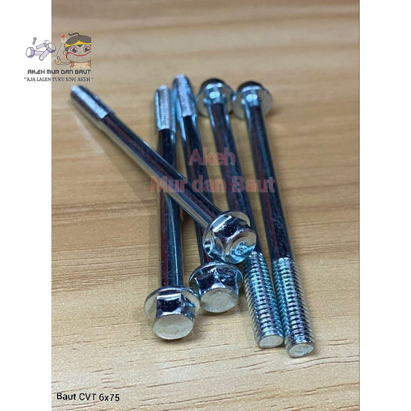 Baut CVT M6x75 / Baut Blok Mesin M6x75 / Baut Flange Bolt M6x75 Kunci 8