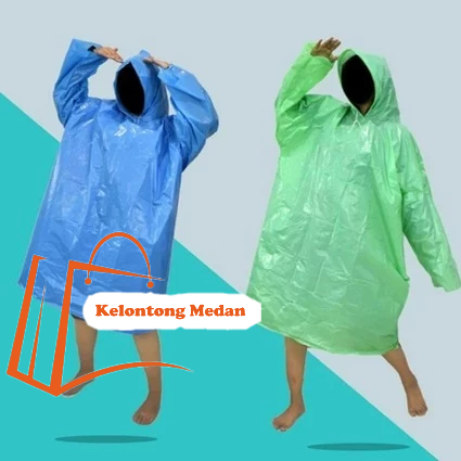 Jas hujan plastik mantel hujan ukuran dewasa