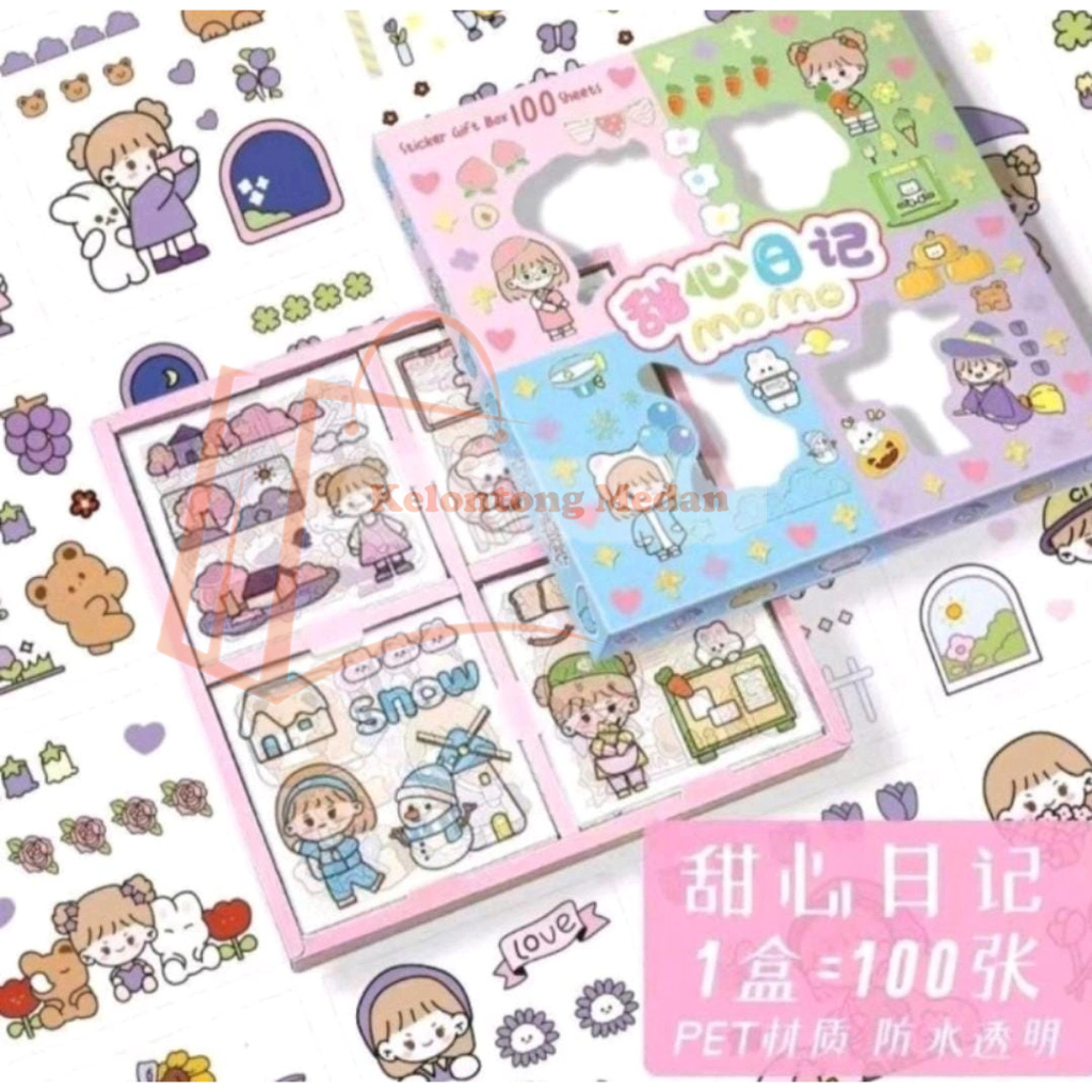 

STICKER MOMO WATERPROOF STICKER MAINAN ANAK ANAK STICKER BUKU STIKER TREND STICKER 1 SET MOMO WARNA