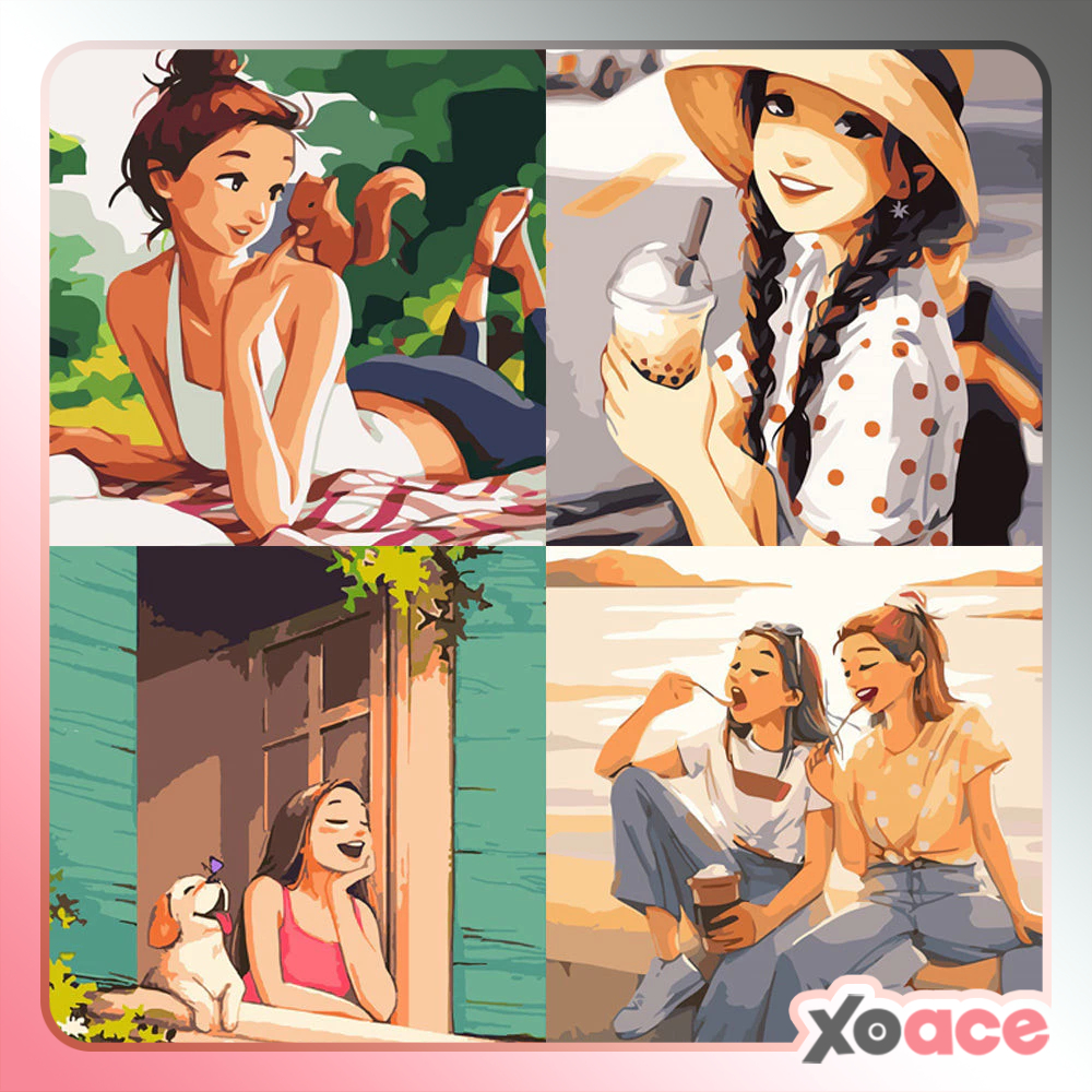 

30x40 FRAMED DIY Paint By Number Kit Digital Painting By Numbers Melukis Orang People Girl Couple