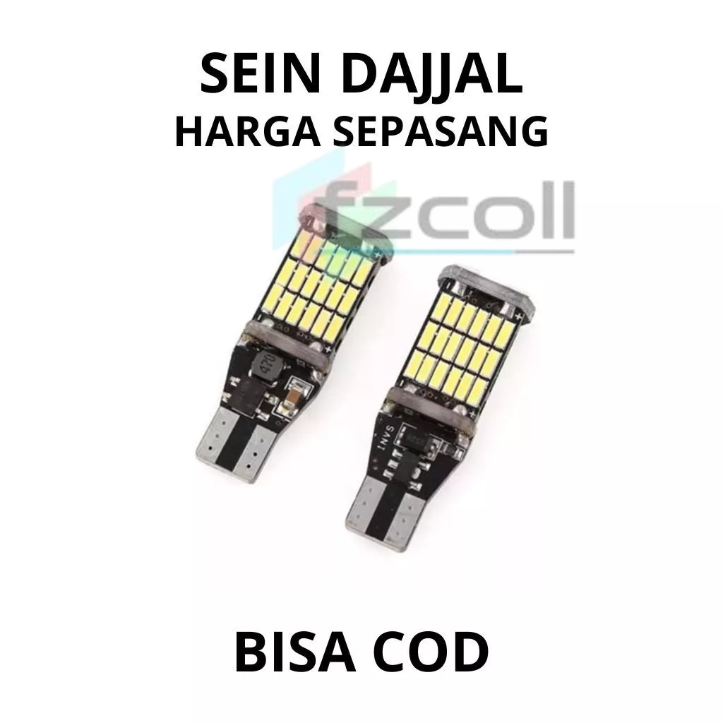 Sein Dajjal LED T10 T15 Super Terang Sepaket // Lampu Sein T10 T15 Warna Kuning // Sein dajjal
