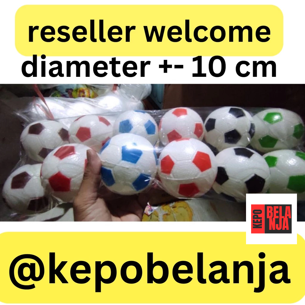 bola sepak kecil diameter 10 cm warna warni random murah bahan plastik tebal mainan anak jadi mataha