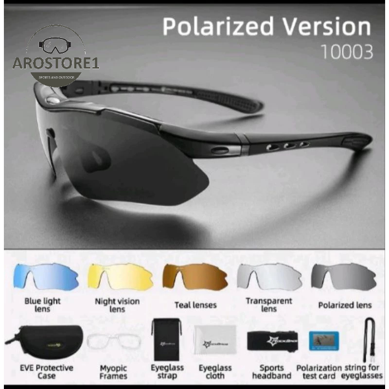 ROCKBROS Kacamata Sepeda 5 Lensa Polarized untuk Pria Berkendara Naik Gunung