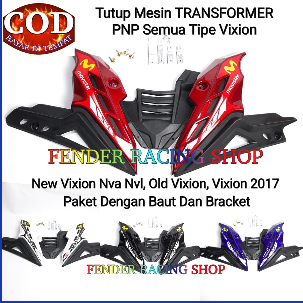Tutup Mesin New Vixion R 155 Vva - Cover Pelindung Penutup Engine Transformer Full Set Aksesoris Var