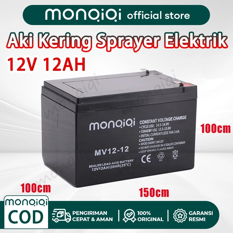 Monqiqi Aki Kering Motor Aki Kering Mobil Aki Kering Sprayer Elektrik 12V 12AH + 1Charger KANEDA/Bat