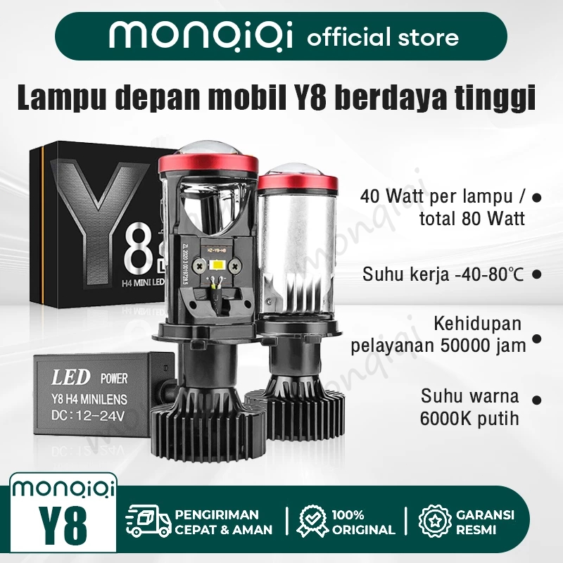 Monqiqi 2Pcs Lampu Led Mini Projie Y8D H4 120W