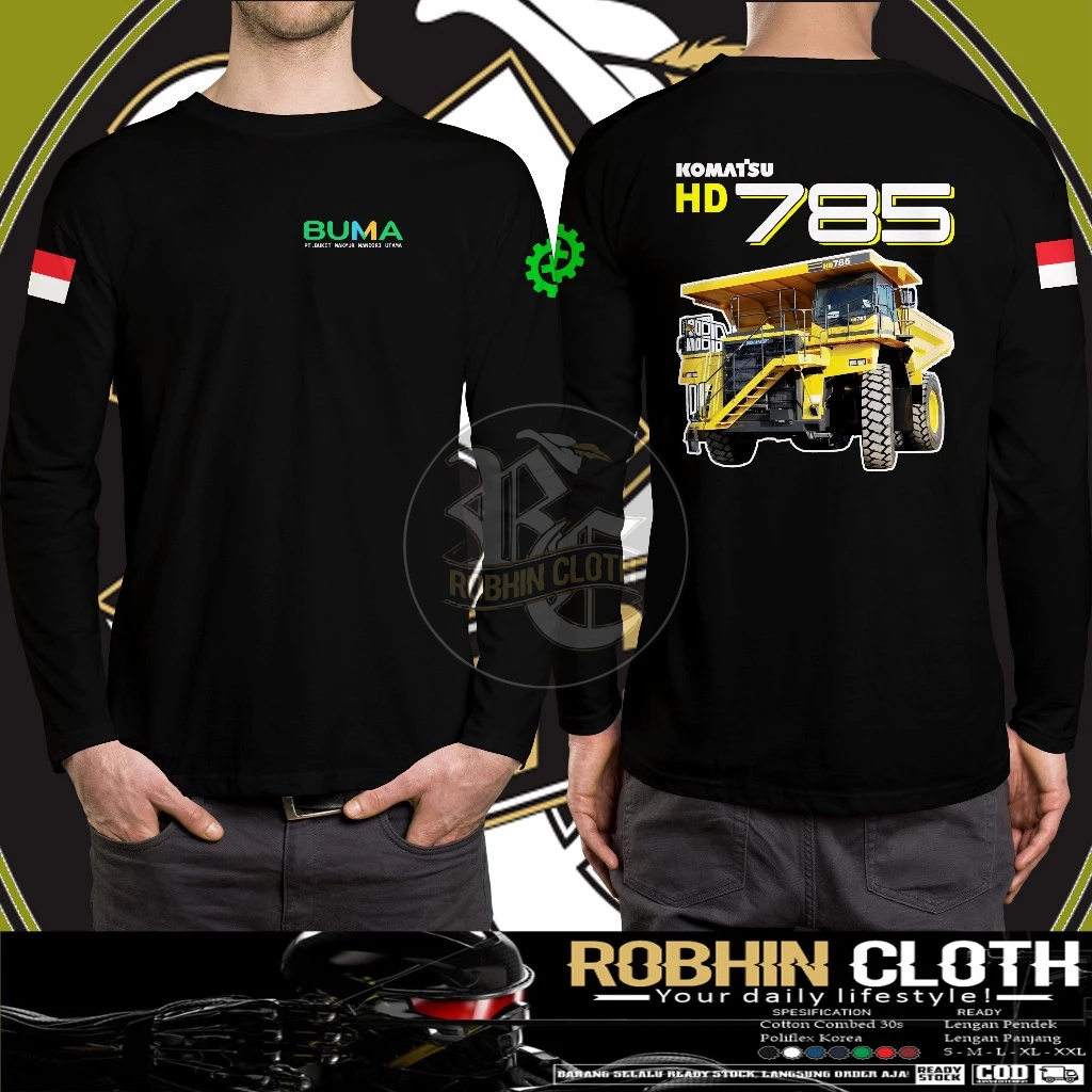 Kaos Baju PT BUMA KOMATSU HD 785 DB Lengan Panjang Kaos Distro