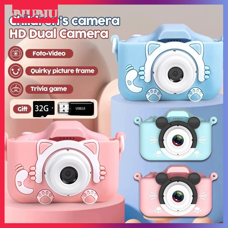 <READY> 32GB Kamera Anak Mini Digital Mini Kids Kamera Murah Mainan Digital Dual Kids Camera Kamera 