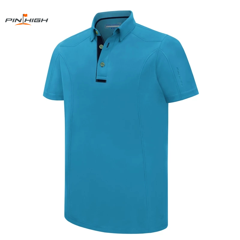 Men's Polo Shirt - PIN HIGH Ethan (Breeze/Navy Seal). Modern Fit.