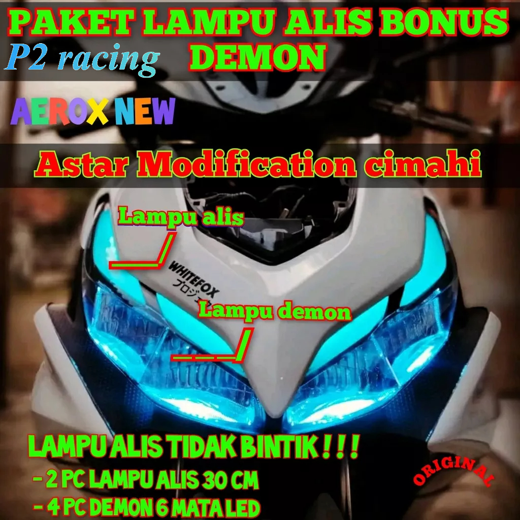 PAKET  lampu alis motor BONUS DEMON aerox new conected