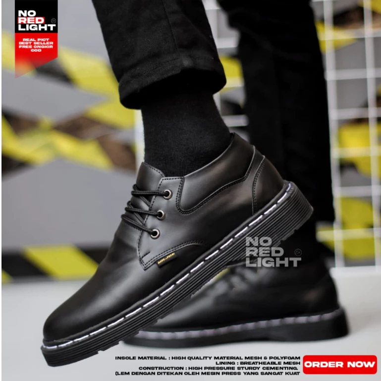 Sepatu Pantofel Formal Docmart Pria Hitam Kulit PU NRL-KIZARU