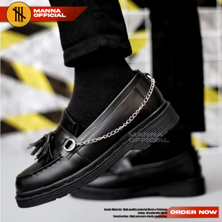 ONADIO - Sepatu Loafers Pantofel Docmart Hitam Pria