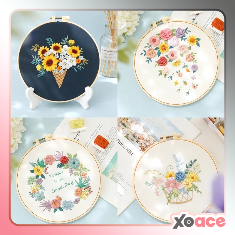 Set Sulam Tangan Pola Pemula Lukisan Hand Embroidery Stater Kit seri F