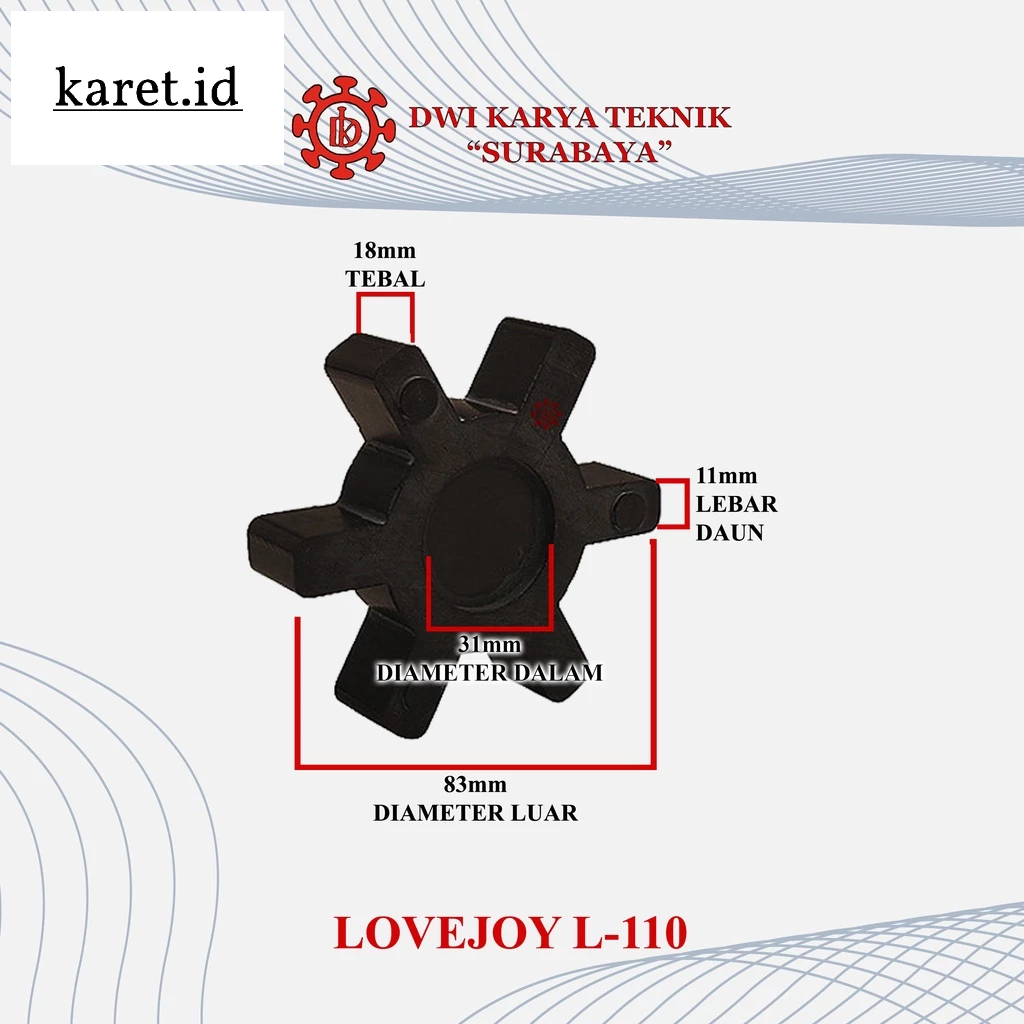 KARET KOPLING L 110 COUPLING KOPEL 110 L110 L-110 L RUBBER LOVEJOY L-110