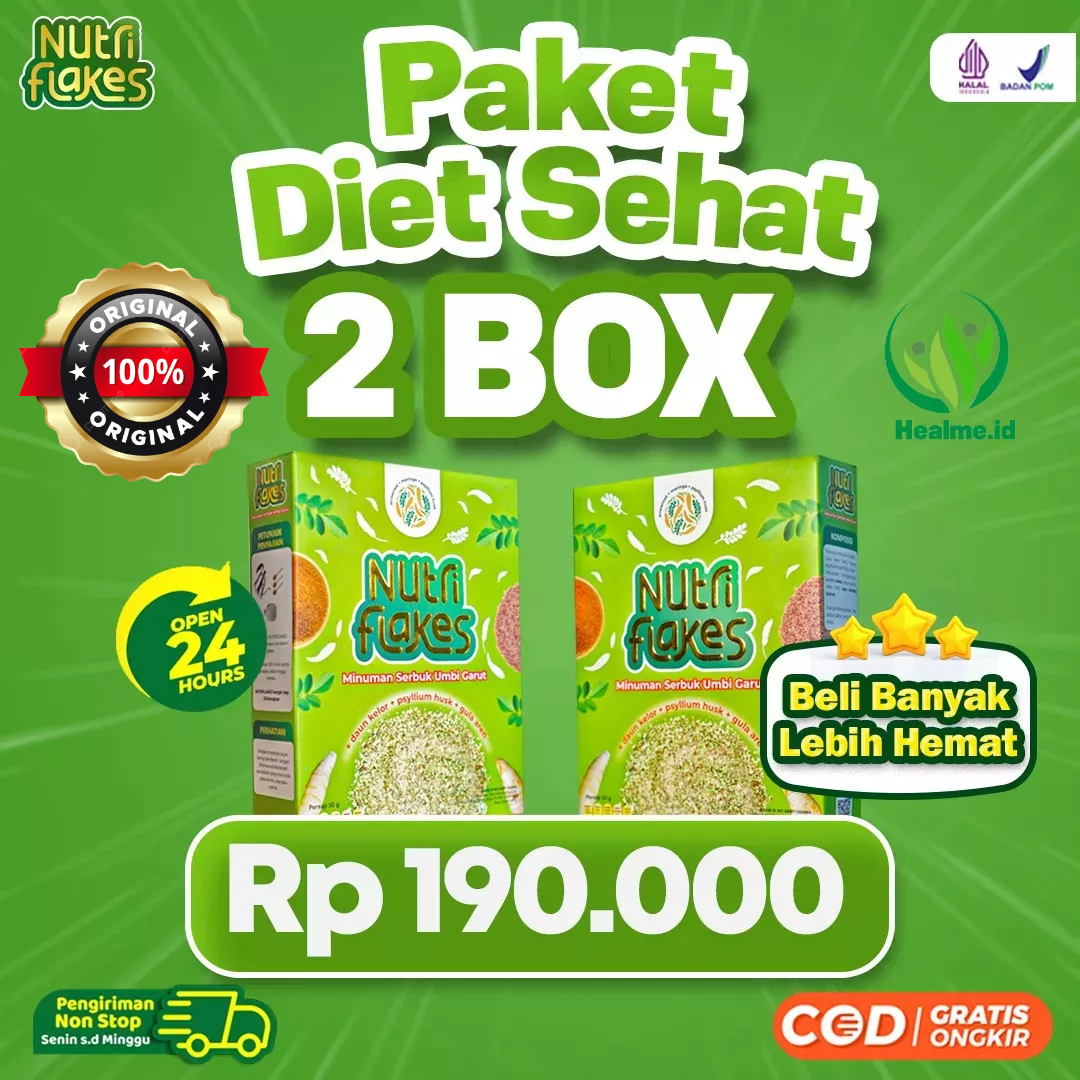 

Paket Diet Sehat - 2 Box Nutriflakes Solusi Gangguan Pencernaan Atur Kadar Kolesterol Kolestrol Terapi Asam Lambung Maag Magh Kronis Cegah Penyakit Jantung Nature Living