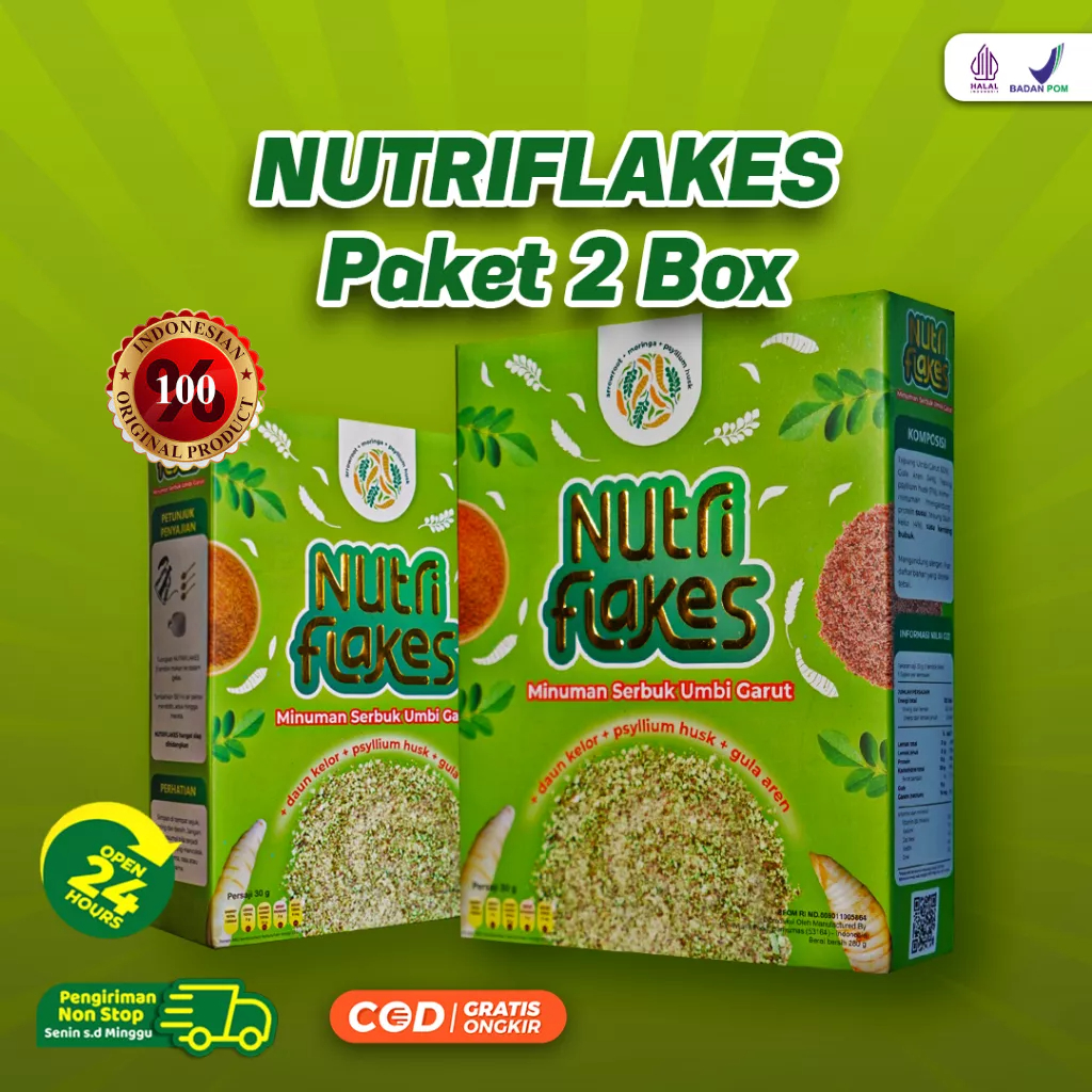 

Nutriflakes - Makanan Sereal Sehat 2 Box Atasi Asam Lambung Maag GERD Turunkan Berat Badan & Asupan Sarapan Diet Sehat