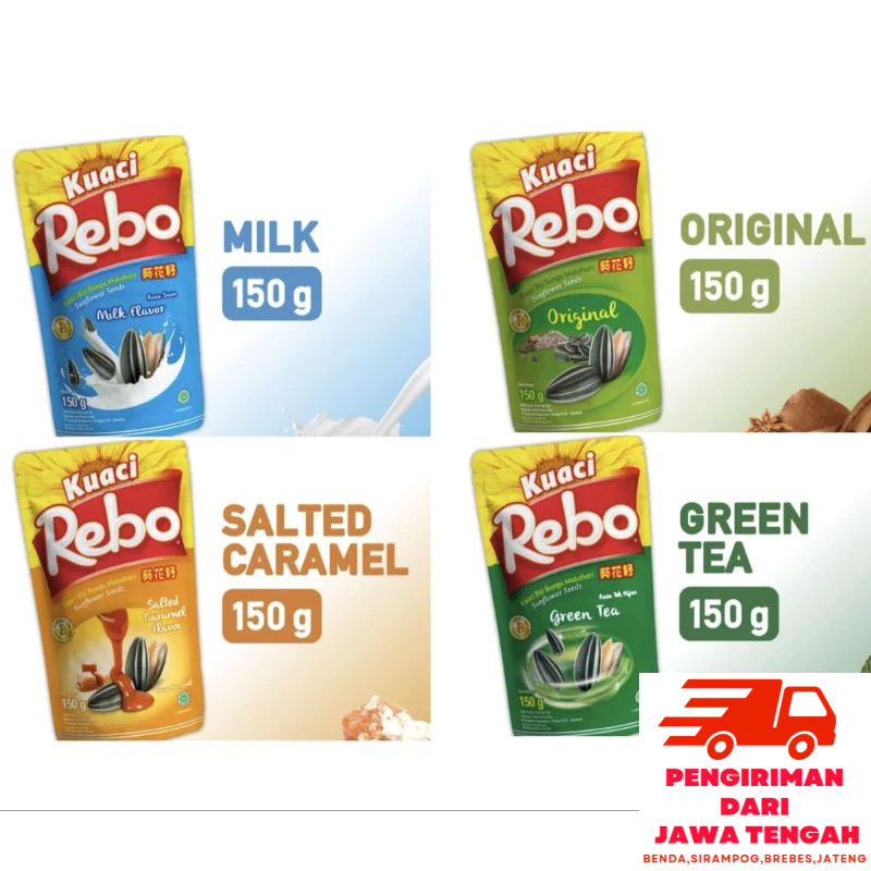 

Rebo Kuaci 150 gram Rasa Green Tea, Caramel, Original dan Milk