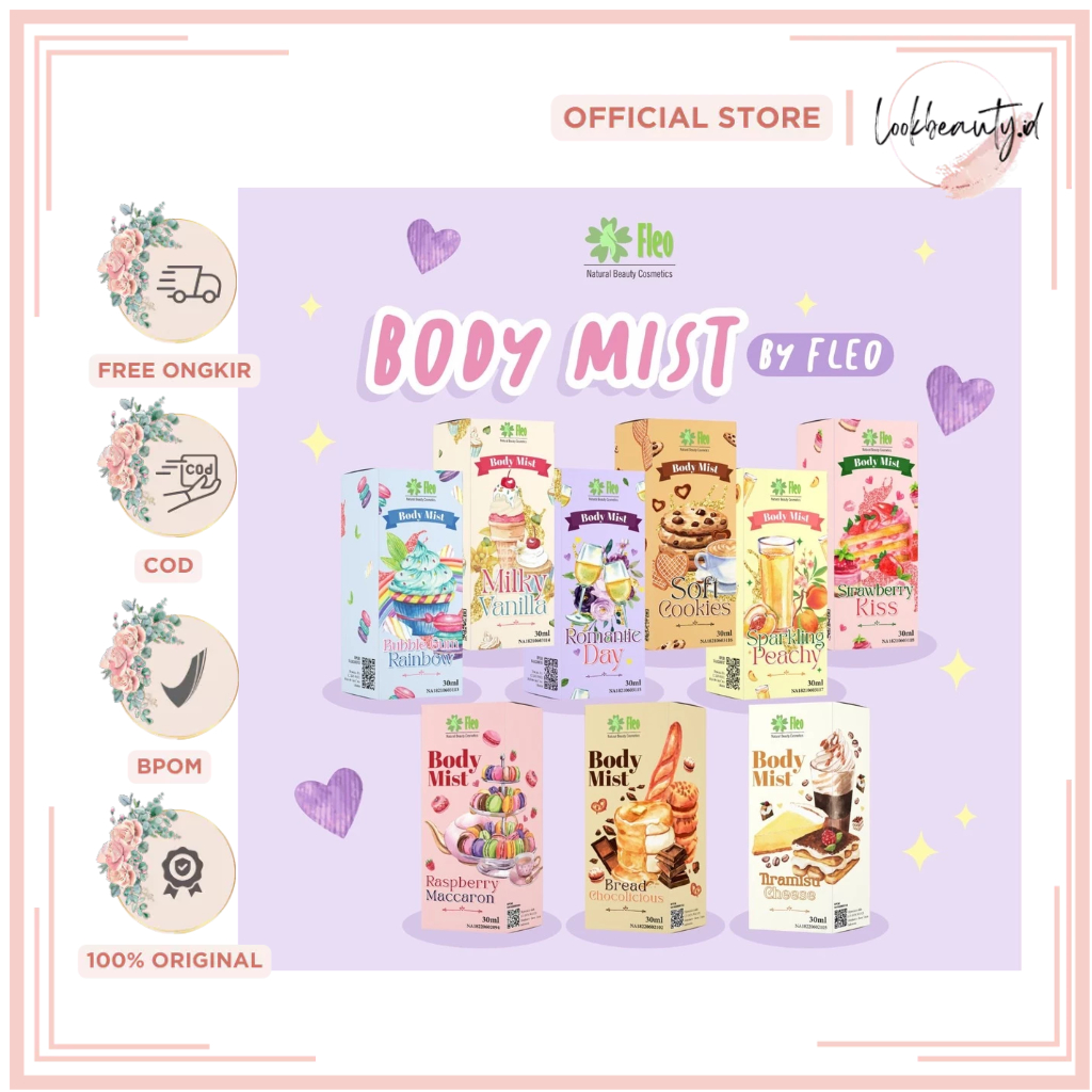 new FLEO BODY MIST 30ML - LAVENA BODY MIST 30ML SPARKLING ROMANTIC BUBBLE GUM STAWBERRY KISS / FLEO 