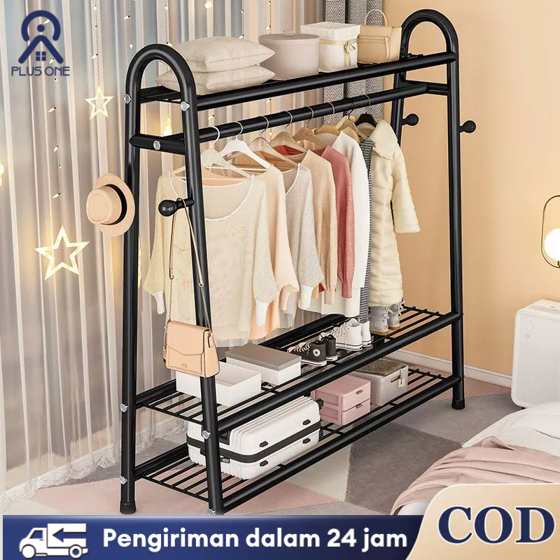 Stand Hanger Triangle Rak Baju dengan 4 roda Rak Pakaian Rak Baju Serbaguna