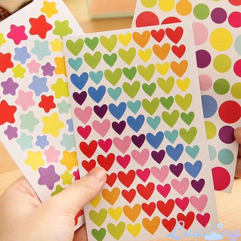 

Stiker titik-titik cinta warna-warni Korea album foto dekorasi DIY stiker pelangi pentagram pelangi 6pcs pack-Le