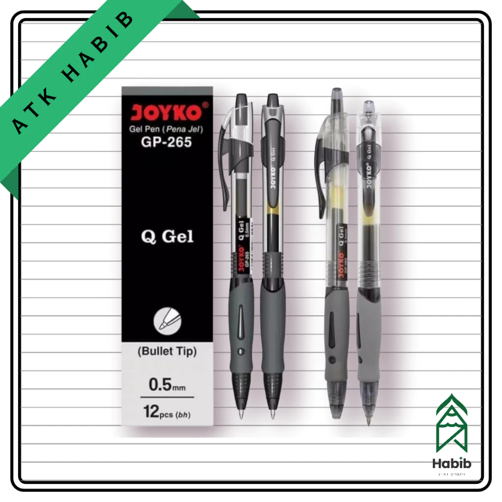 

Pulpen Gel Pen Klik JOYKO GP-265 Q GEL (Hitam) 1 Pak