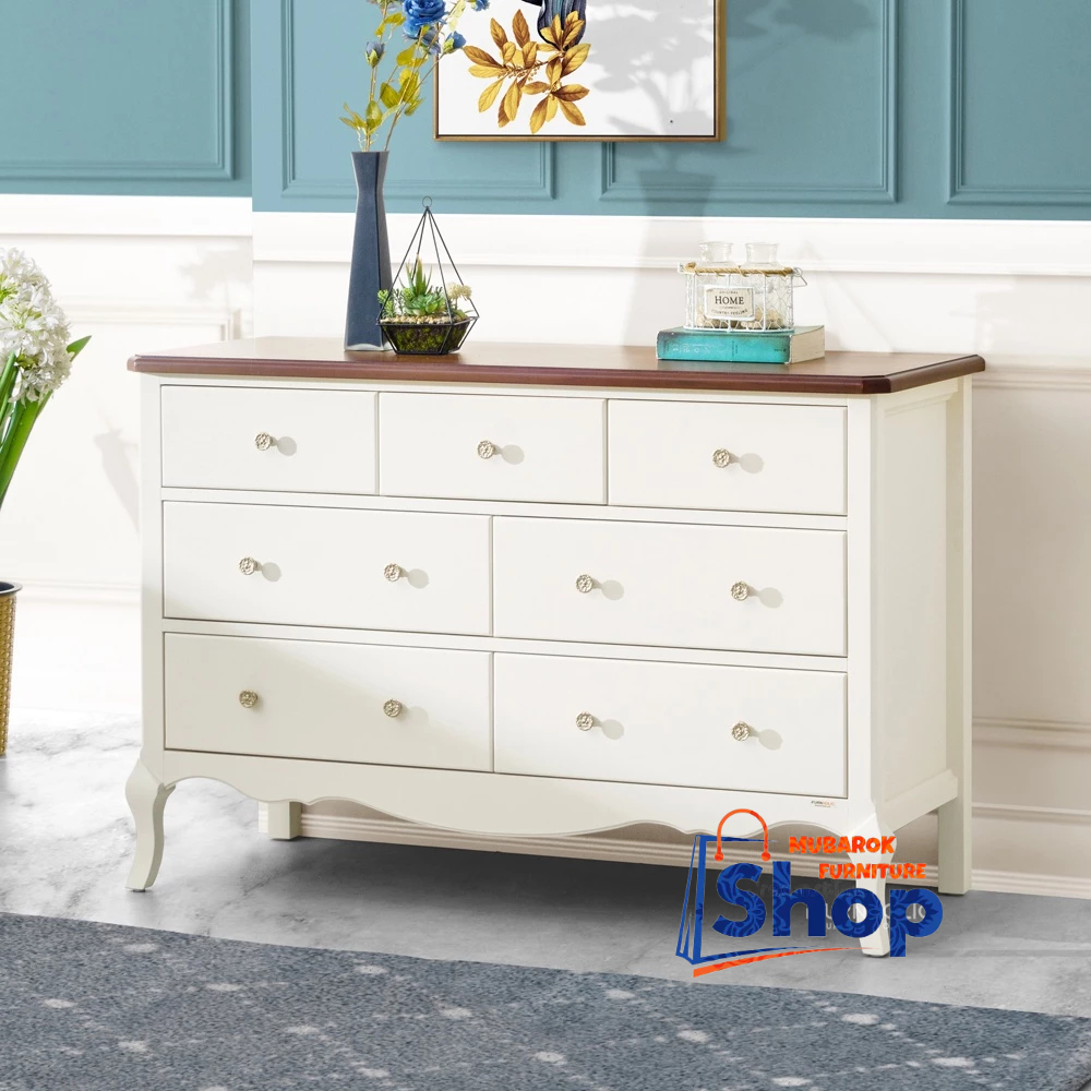 BAROQUE WIDE CHEST | LEMARI LACI KAYU KLASIK | LEMARI KABINET DAPUR | BUFFET TV | DRAWER PENYIMPANAN