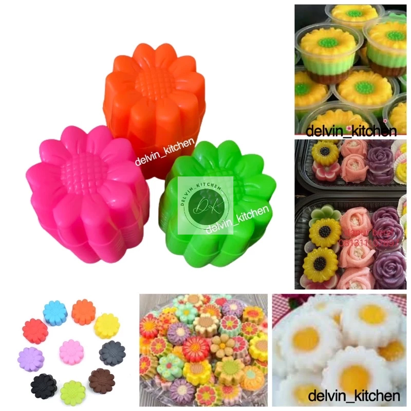3 Lusin Cetakan Kue Puding Agar Agar jelly Bunga Matahari Kecil kue kukus plastik