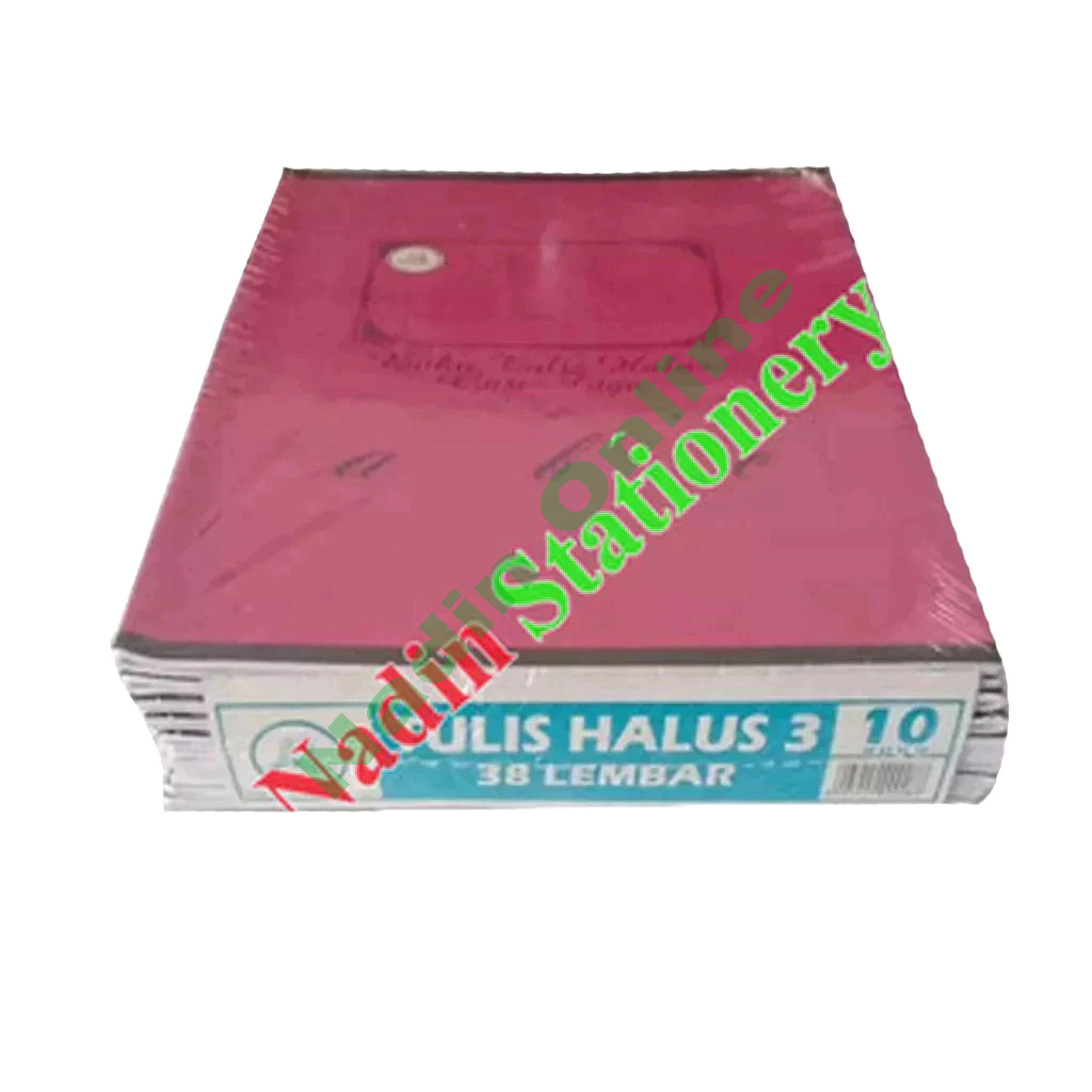 

Buku tulis garis halus tiga garis 38 lembar (1pk isi 10 buku)