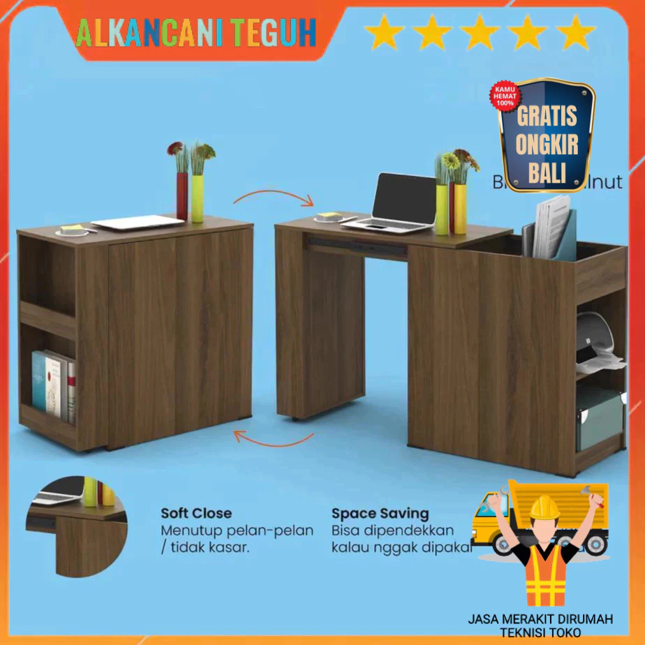 BAVARIAN - EGHA DC MEJA BELAJAR / MEJA KERJA - BROWN WALNUT