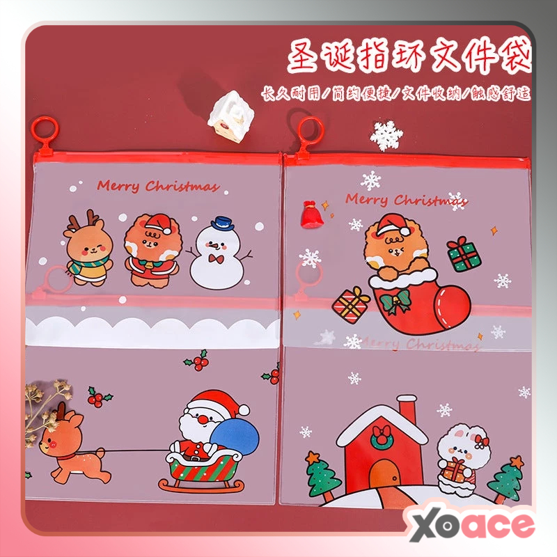 

Zipper Bag Zip Lock Map A5 Waterproof Motif Natal Santa Karakter Lucu Transparan DCA0394