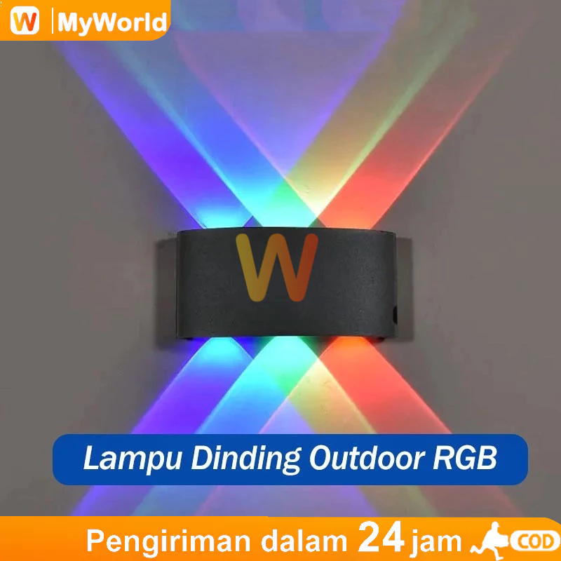 【COD】12leds Lampu Dinding Led Lampu warna-warni Outdoor Minimalis Hias Taman Lampu Tembok Anti Air L