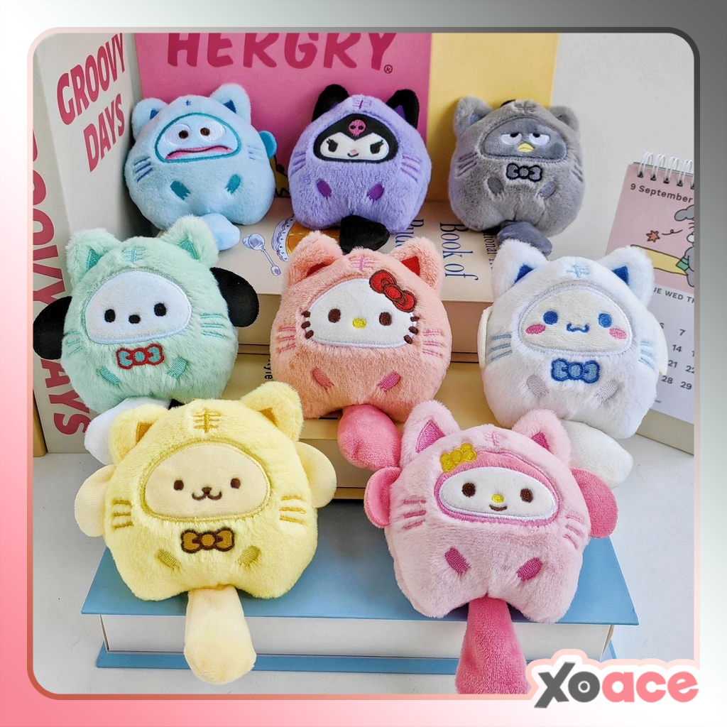 Gantungan Kunci Boneka Kitty Badtz-Maru Sanrio Kostum Kucing Keychain MCEW7417