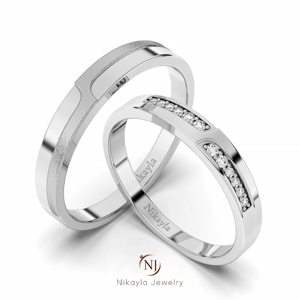 Nikayla Jewelry - Cincin Satu Pasang Palladium Murni