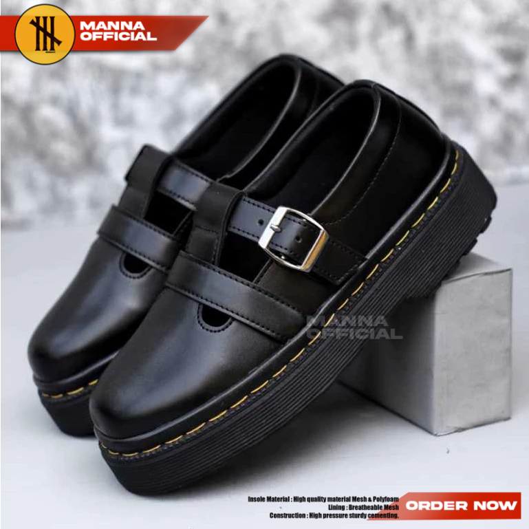 Sepatu Formal Loafers Hak Tinggi Docmart Wanita