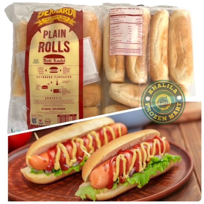 

BERNARDI ROTI PLAIN ROLL HOTDOG BUN ISI 6 PCS