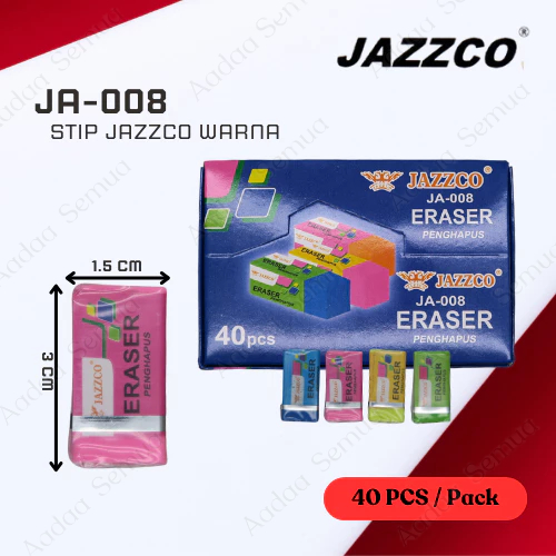 

Penghapus / Stip JAZZCO Warna Kecil (1 Box isi 40 Pcs)