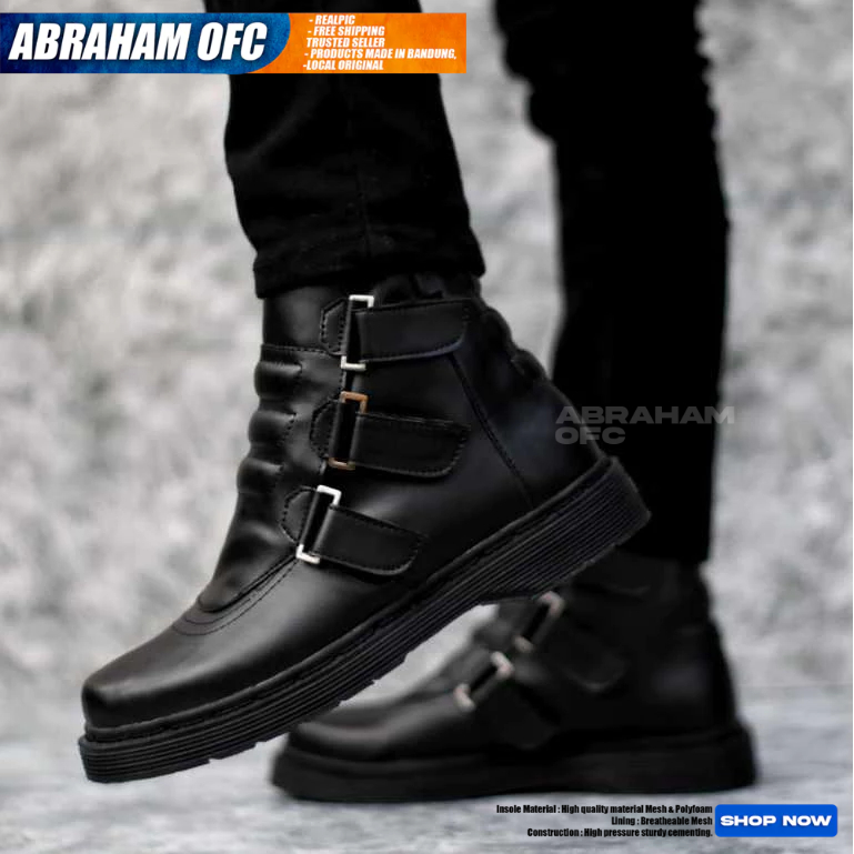 ABRAHAM Sepatu Boots Pria Docmart Raiders Sepatu Touring Motor