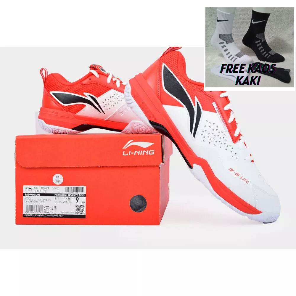 SEPATU BADMINTON LINING BLADE LITE ORIGINAL WARNA PUTIH MERAH - SEPATU LINING DF 01 LITE ORIGINAL