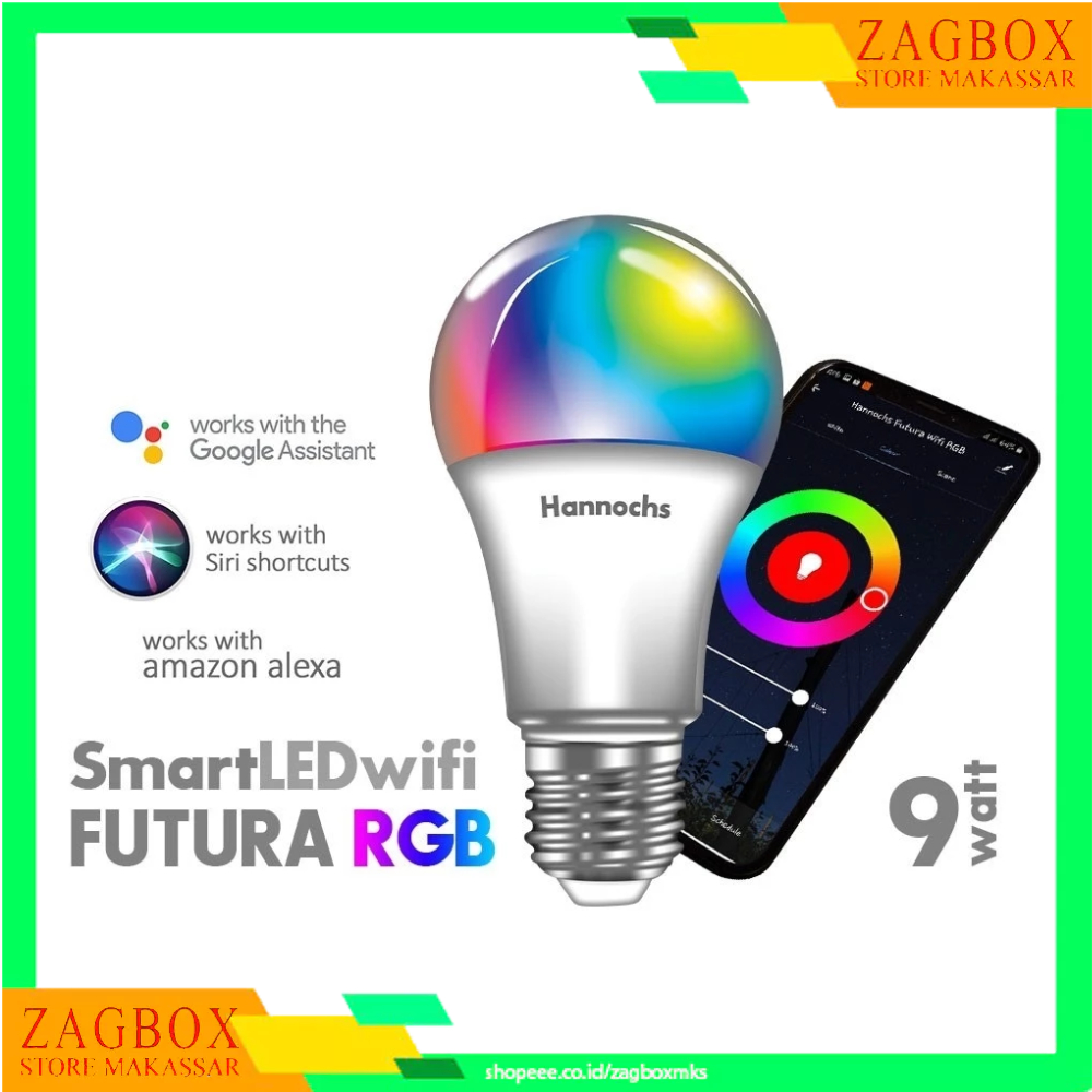 Hannochs Smart LED Wifi Futura 9 watt RGB - Lampu Wifi Warna