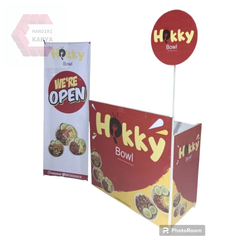 Booth Portable Es Teh / Makanan Bahan Berbahan Besi Bukan Alumunium Kuat dan Awet