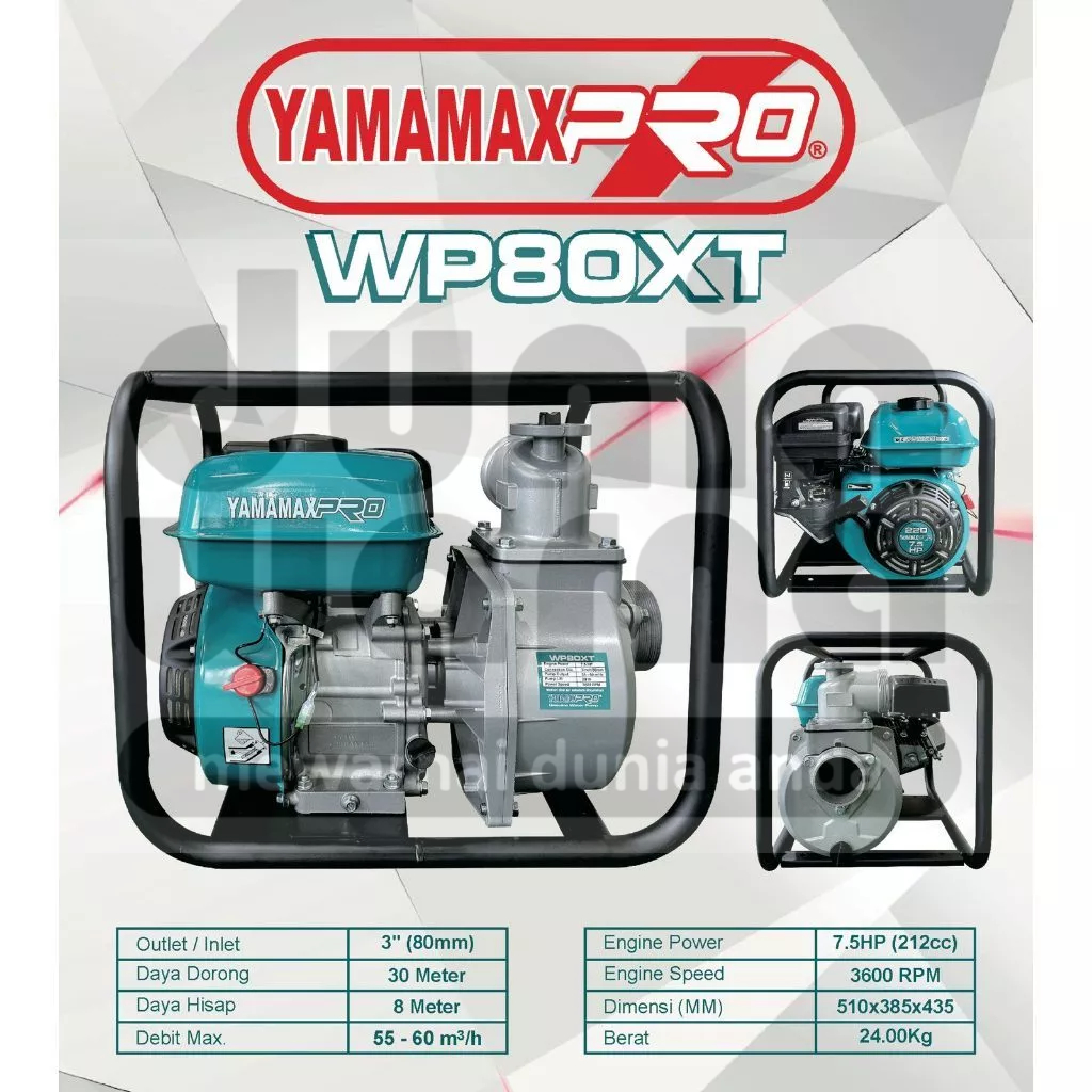 YAMAMAX PRO WP80XT/WP 80 XT/WP80 XT/WP 80XT Pompa Air Sawah/Alkon Irigasi 3 Inch 4 Tak Bensin SNB